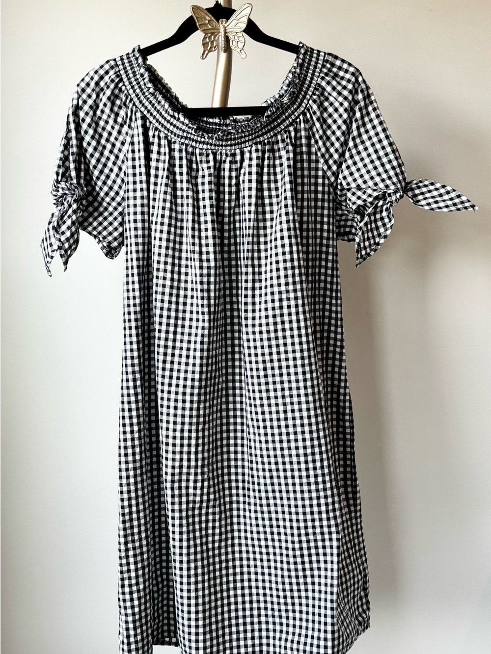 Terra & Sky Black White Gingham Midi Dress Plus Size 14W - Picture 3 of 6